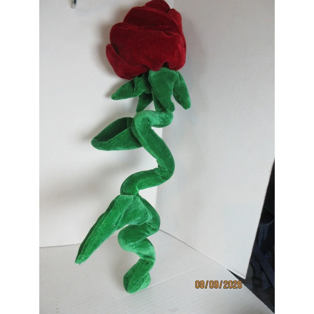 Large Plush Red Rose Bendable Long Stem Velvet Flower 28 Inch Romantic Decor